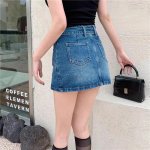 Women's Slim Fit Vintage Denim Mini Skirt with Belt - Image 7