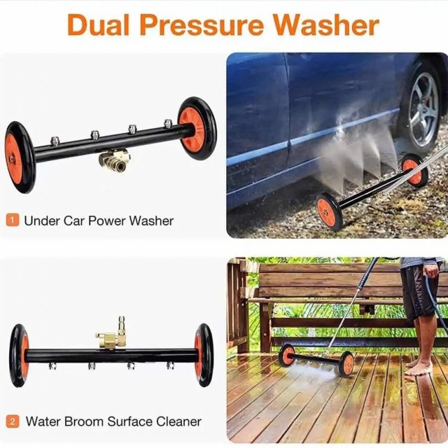 16-inch High Pressure Undercarriage Water Broom with Quick-Connect & 3 Wands