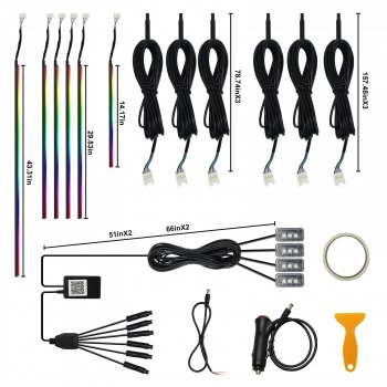 10-IN-1 Ambient LED Car Interior Light with Acrylic Rainbow Strip