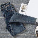 High Waist Skinny Ankle Jeans - Stretch Denim Embroidery Pencil Pants for Women - Image 5