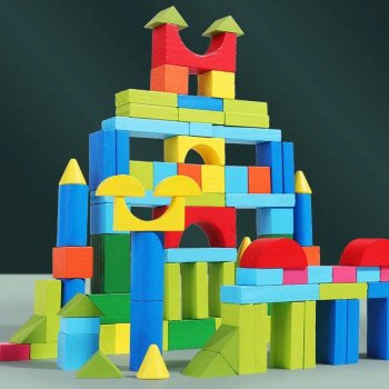 Eco-Friendly Wooden Building Blocks Set (100 Pieces) with Storage Box