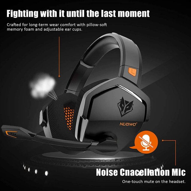 Wireless Gaming Headset with 2.4G & 3.5mm Wired Sport Earphone, Noise Reduction Mic, Compatible with PS5, PS4, Laptop