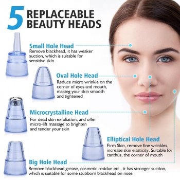 Electric Facial Vacuum Blackhead & Acne Remover with Deep Pore Cleaning Tools