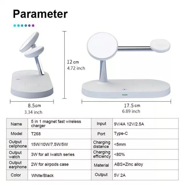 3-in-1 Magnetic Wireless Charging Dock with LED Night Light for iPhone, Apple Watch, and AirPods - Image 4