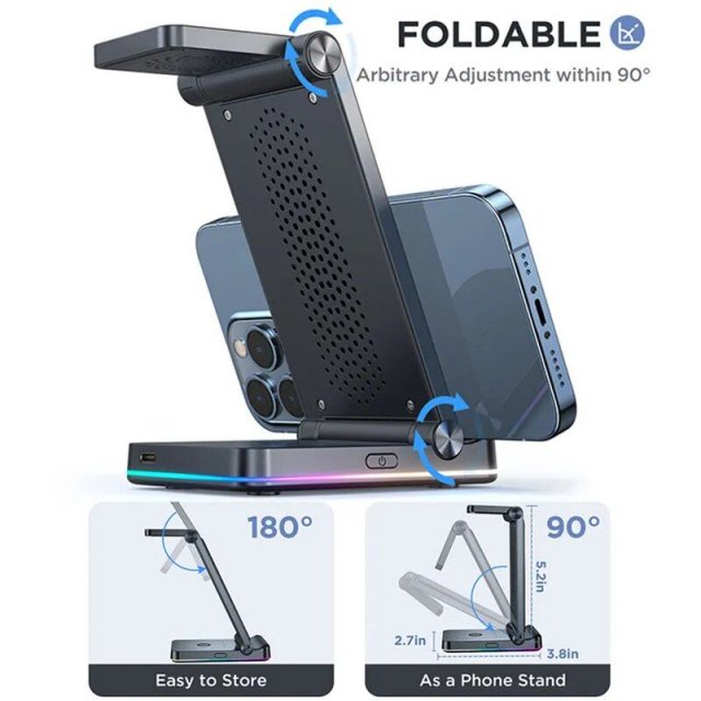 3-in-1 Foldable Wireless Charging Station: Fast Dual Coil Charger for Phones, Apple Watch, and Airpods - Image 5