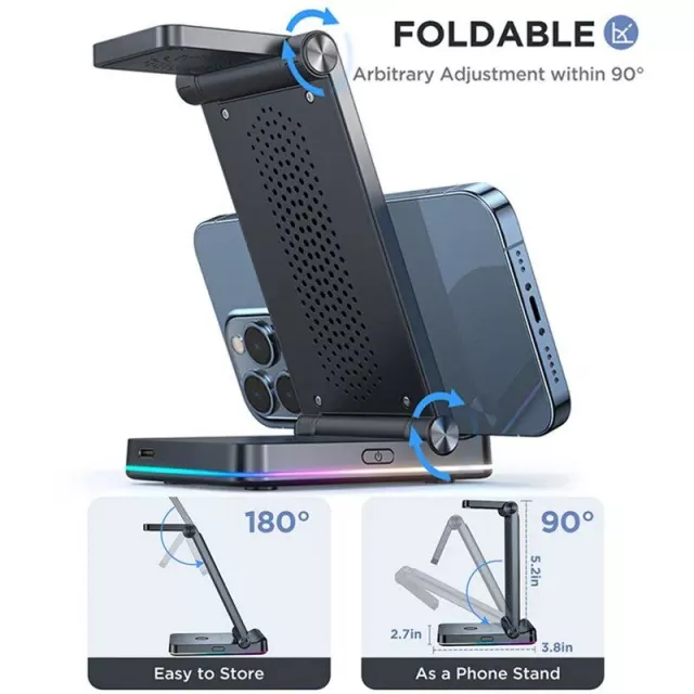 3-in-1 Foldable Wireless Charging Station: Fast Dual Coil Charger for Phones, Apple Watch, and Airpods - Image 5