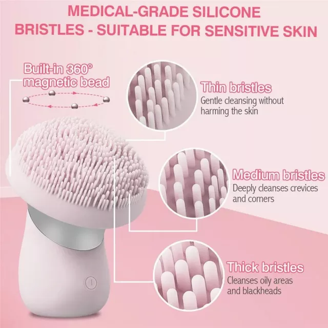 Rechargeable Silicone Facial Cleanser with V-Face Lifting & Tightening Features