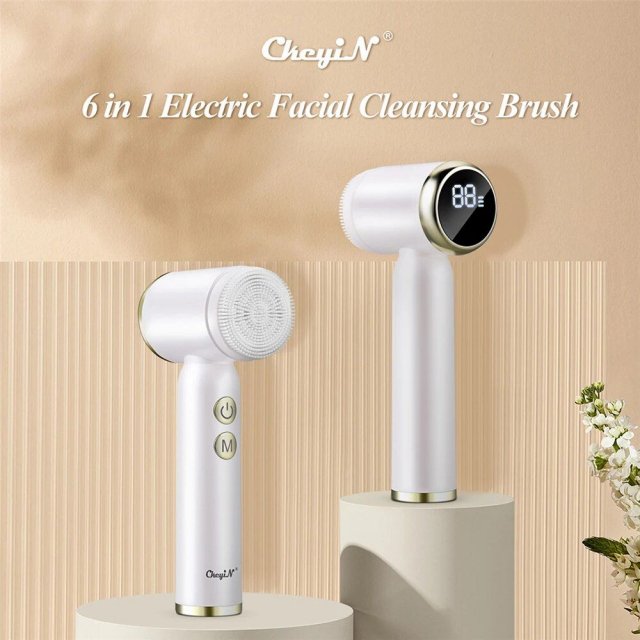 6-in-1 Ultrasonic Facial Cleanser: Electric Auto-Rotating & Waterproof Brush for Deep Pore Cleaning - Image 5