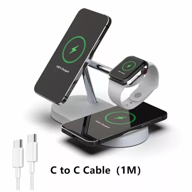 3-in-1 Magnetic Wireless Charging Dock with LED Night Light for iPhone, Apple Watch, and AirPods - Image 3