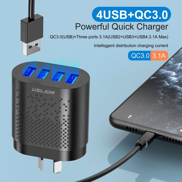 AU 48W 4-Port Fast USB & Type C Travel Charger with Australian Plug