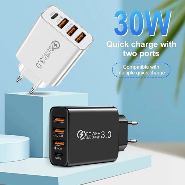 3-Port Adapter with Fast Charging Function