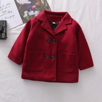 Classic Grid Woolen Trench Coat for Kids - Versatile Outerwear for Boys and Girls