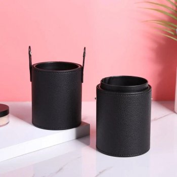 Elegant PU Leather Makeup Brush Holder - Perfect for Travel and Home Organization