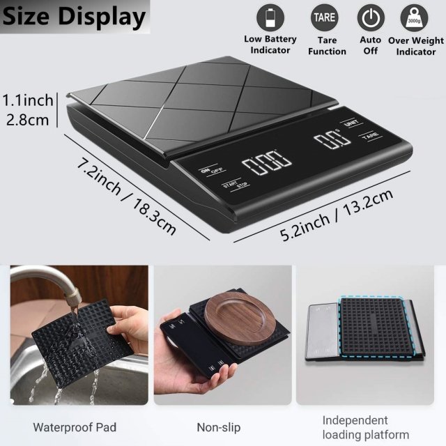 Digital Kitchen & Coffee Scale with Precision Timer