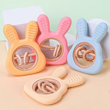 Cute Rabbit Silicone Teether Toy