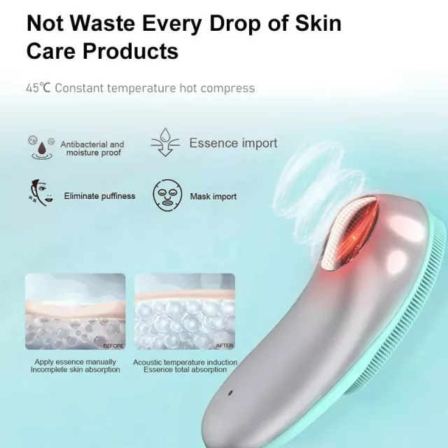 3-in-1 Ultrasonic Silicone Facial Cleansing & Massaging Brush with Heat Technology