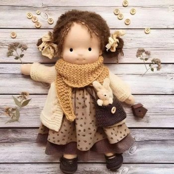 Handmade Soft Stuffed Waldorf Doll - Organic Cotton Comfort Toy for Children