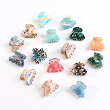 Chic Mini Acetate Hair Claws - Trendy Multi-Color Crab Clips for Women