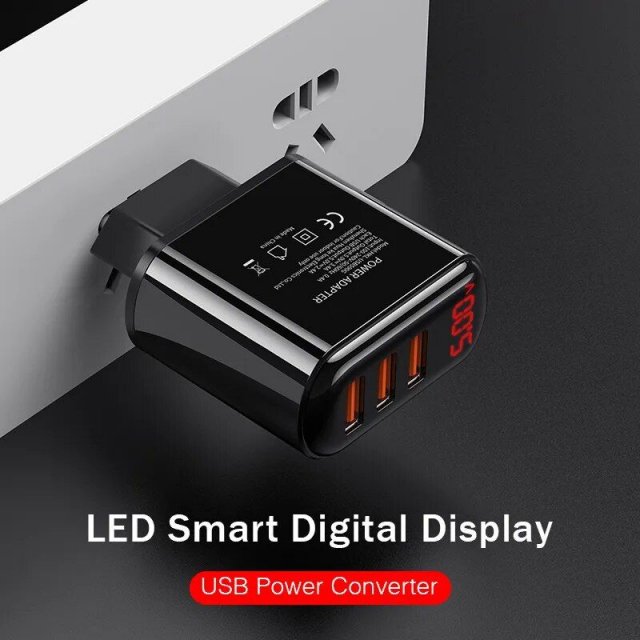 5V 3.1A Fast Charge USB Wall Charger with Digital Display