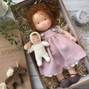Handmade Soft Stuffed Waldorf Doll - Organic Cotton Comfort Toy for Children