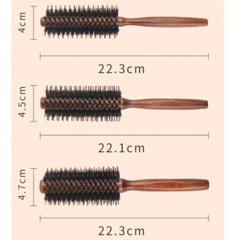 Square Handle Curly Hair Roller Comb - Natural Porcine Bristle
