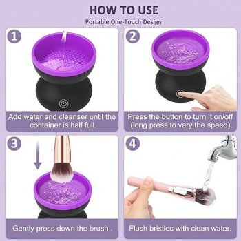 Portable Electric Makeup Brush Cleaner with USB Charging