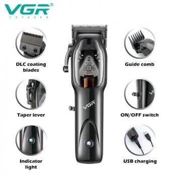 Professional Cordless Hair Clipper with DLC Coated Blades, Magnetic Motor, and USB Charging