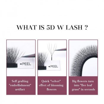 5D W-Shaped Eyelash Extensions - Handcrafted, Ultra-Light, Short Length