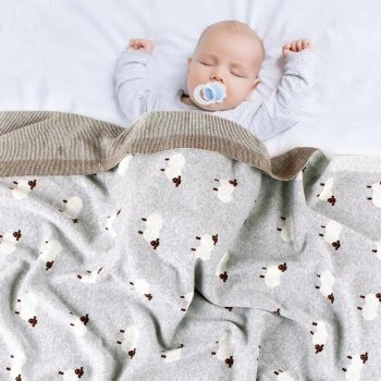 Knitted Baby Blanket with Alpaca