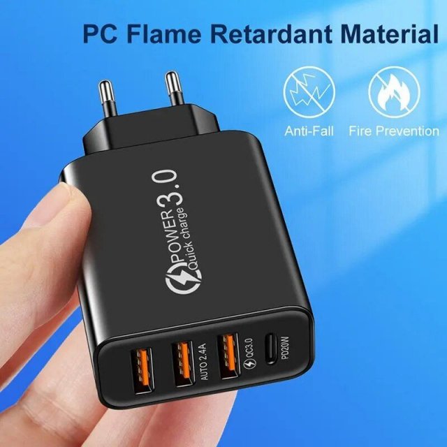 3-Port Adapter with Fast Charging Function