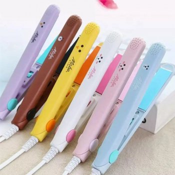 Compact 2-in-1 Hair Styling Iron - Mini Ceramic Straightener & Curler