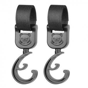360° Rotating Universal Stroller Hooks (2-Pack) - Durable, Easy Install Pram Accessory