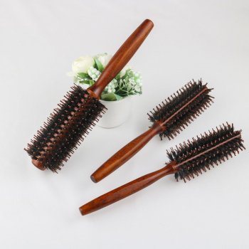 Square Handle Curly Hair Roller Comb - Natural Porcine Bristle
