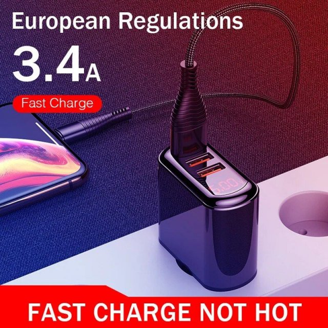 5V 3.1A Fast Charge USB Wall Charger with Digital Display