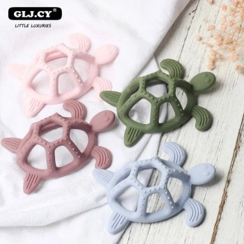 Soothing Silicone Turtle Teether - BPA Free, FDA Approved Food Grade Teething Toy for Babies