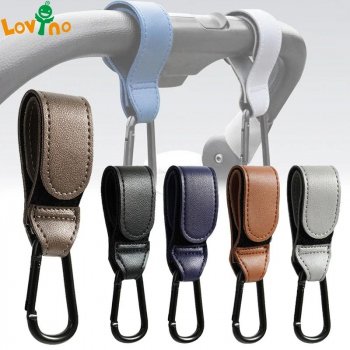 Universal Adjustable PU Leather Stroller Hooks - Versatile Baby Travel Accessories