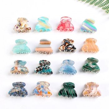 Chic Mini Acetate Hair Claws - Trendy Multi-Color Crab Clips for Women