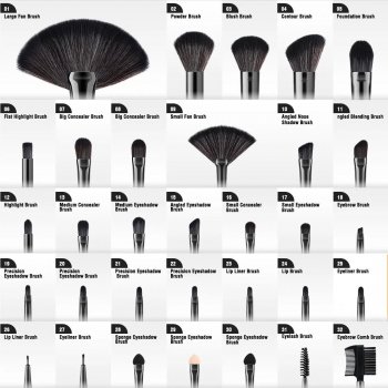 32-Piece Natural Hair Makeup Brush Set with Premium Wooden Handles