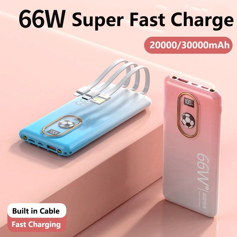 66W Cute Little Bear Power Bank - 30000mAh Super Fast Charging Portable Charger 