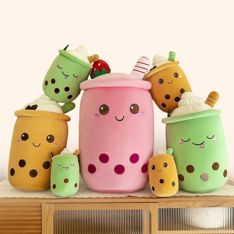 Bubble Tea Cup Plush Toy - Cute Fruit Milk Tea Design Stuffed Doll 