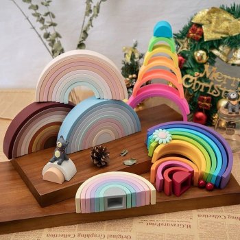 Baby Silicone Building Block BPA Free Rainbow Soft Block 3D
