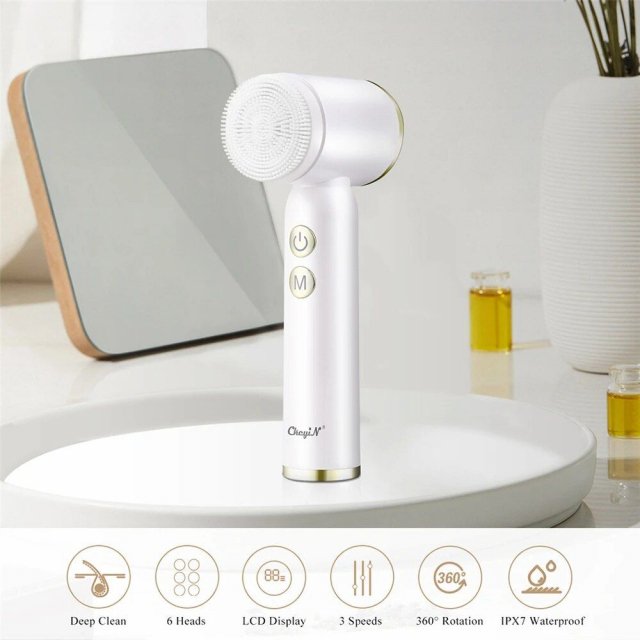 6-in-1 Ultrasonic Facial Cleanser: Electric Auto-Rotating & Waterproof Brush for Deep Pore Cleaning - Image 4