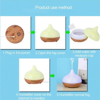 500ml Ultrasonic Essential Oil Diffuser, High-Quality Aromatherapy with Wood Grain Design, 7 Colors LED Lights & Remote Control