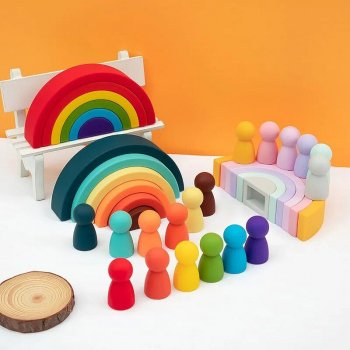 Baby Silicone Building Block BPA Free Rainbow Soft Block 3D