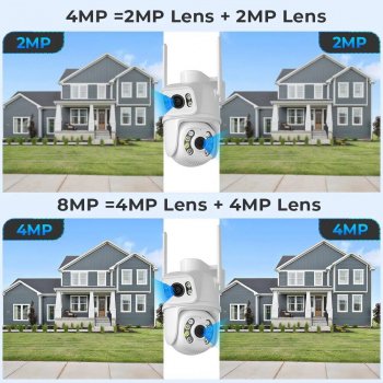 8MP 4K PTZ WiFi Dual-Lens Camera with AI Human Detection