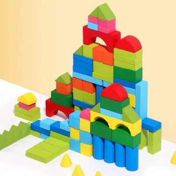 Eco-Friendly Wooden Building Blocks Set (100 Pieces) with Storage Box