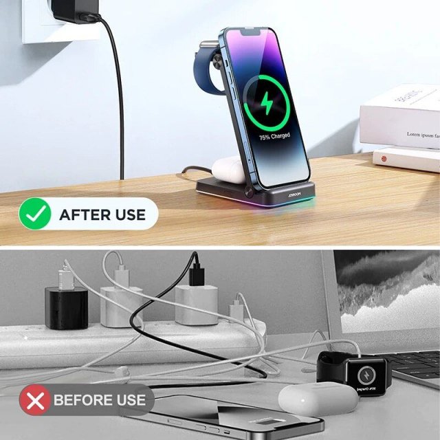 3-in-1 Foldable Wireless Charging Station: Fast Dual Coil Charger for Phones, Apple Watch, and Airpods - Image 6