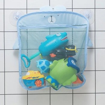 Quick-Dry Mesh Baby Bath Toy Organizer - Cartoon Shaped Bathroom & Beach Storage Bag