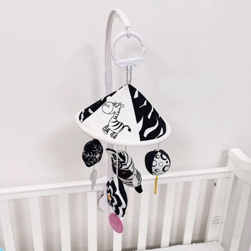 High Contrast Hanging Stroller Toy with Rattles & Teether for 0-24M 