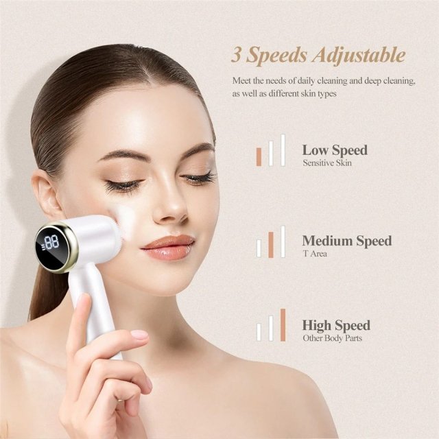 6-in-1 Ultrasonic Facial Cleanser: Electric Auto-Rotating & Waterproof Brush for Deep Pore Cleaning - Image 3